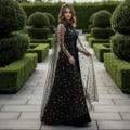 Sheer Celestial Cape with Gold Stars for Halloween