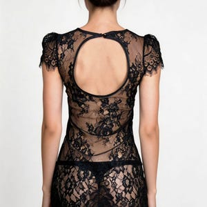 Women mini lace dress, floral lace dress image 5