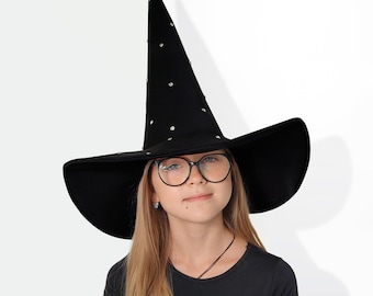 ラインストーン魔女帽子：ハロウィンパーティーコスプレ