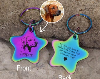 Custom Pet Portrait Keychain: Engraved Memorial Gift