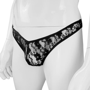 Lingerie for men, lace underwear, mens panties, mens lingerie, mens lace thong, mens panty, transparent panties, sheer panties