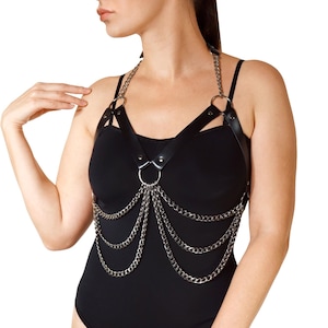 Leather Chain Harness: Rave Club Festival Accessory