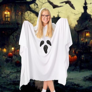 Kids ghost costume, kids Halloween costume, ghost poncho kid, Halloween outfit, Halloween cape, Halloween ghost, ghost cape, Halloween party