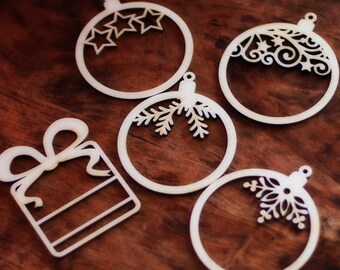 Archivo vectorial de adornos navideños, adornos navideños personalizados DIY con nombres, DXF, SVG, pdf, cdr