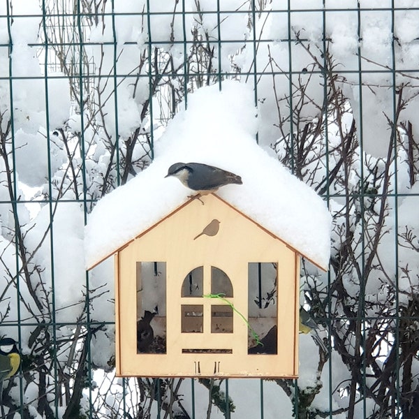 Fichier de découpe laser de mangeoire à oiseaux, dxf de maison de poupée, jouet en bois bricolage, fichier SVG