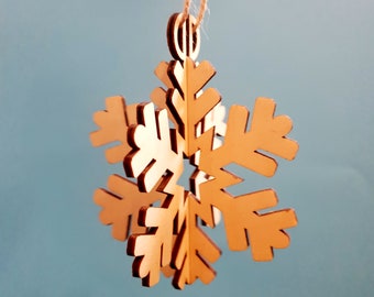 Copo de nieve 3D SVG, archivo vectorial de plantilla de copo de nieve, archivo de corte de copo de nieve para láser, DXF de Navidad