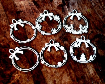 Archivo vectorial SVG de Navidad, Adornos con lazos, Archivo de corte pdf de adorno de árbol de Navidad, Adorno svg, DXF para corte por láser