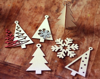 Árbol de Navidad 3D SVG, archivo vectorial de plantilla de Navidad, archivo de corte para láser, Navidad DXF