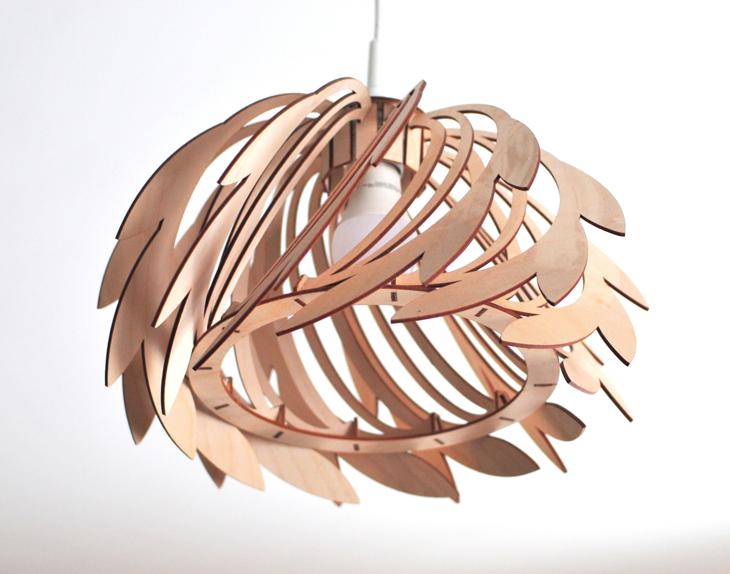 Wood Lamp Shade Vector File Feather Lamp DXF Svg Pdf Etsy