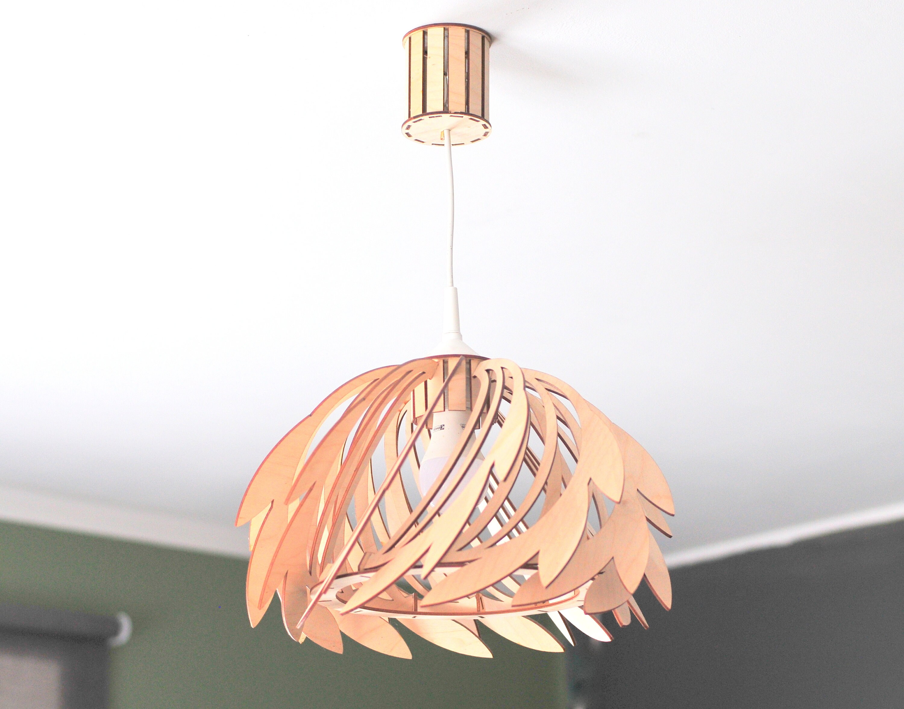 Wood Lamp Shade Vector File Feather Lamp DXF Svg Pdf Etsy