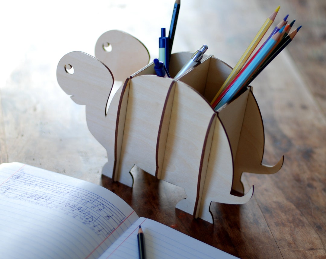 Turtle Pencil Holder Dxf File for Laser Cutting, Animal SVG Table