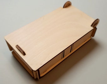 Archivo vectorial de caja de memoria de madera, no requiere pegamento para el montaje, DXF para corte por láser