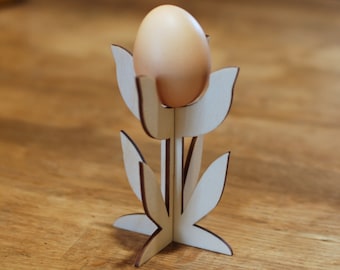 Archivo vectorial porta huevos tulipán DXF, svg, pdf, archivo vectorial de decoración 3D de Pascua con diseño de flores