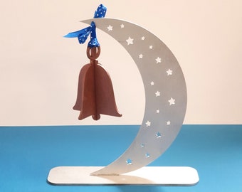 Decoración lunar con soporte y campana, archivo vectorial en DXF, SVG, pdf