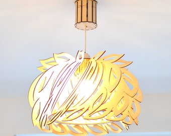 Pantalla de lámpara de madera archivo vectorial - Lámpara floral - DXF, svg, pdf, png