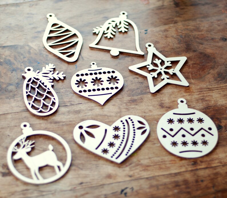 Christmas Tree Decors Vector File Ornaments Shapes DXF SVG Etsy UK