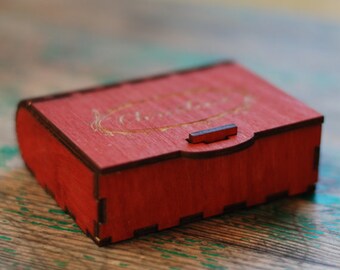 Archivo vectorial de caja de madera, caja de joyería pequeña, DXF para corte por láser