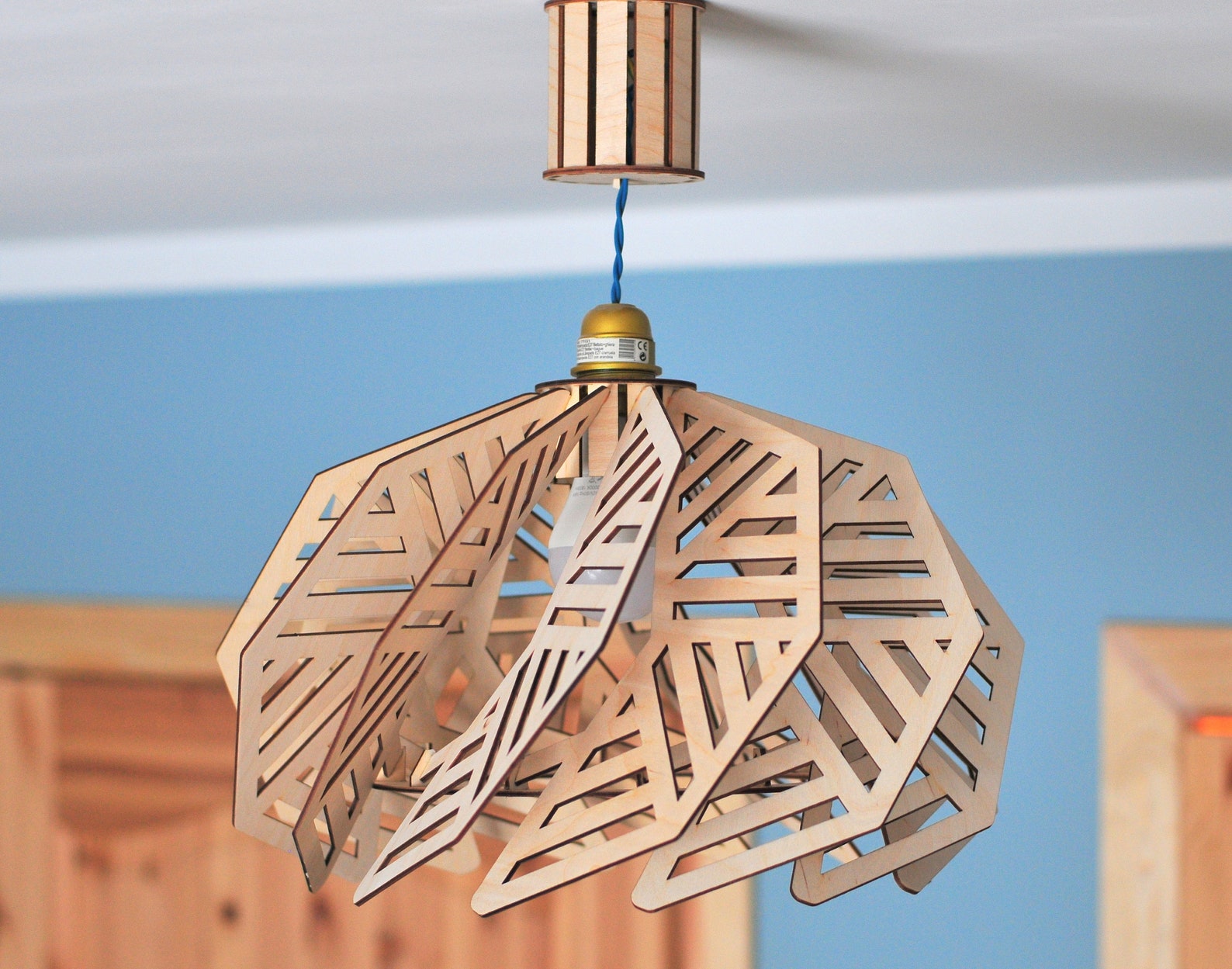 Wood Lamp Shade Vector File Geometrical Lamp DXF Svg Etsy