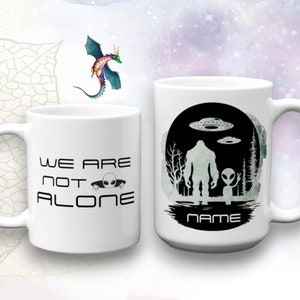 Personalized Alien mug, Personalized extra-terrestrial mug, Halloween theme mug, Space alien mug, Bigfoot