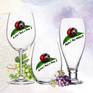 Ladybug printed wine glass, Beer glass, Birthday, Party, Customizable, Housewarming, Funny, gift