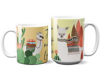 Loving Llama mornings mug, llama, Ceramic coffee llama mug