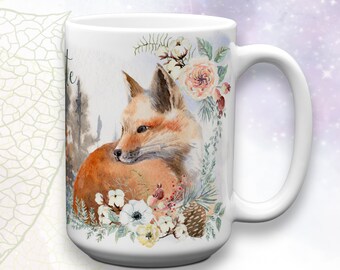 PERSONNALISED MUG - Fox mug, Fox coffee mug, Coffee mug with fox, Namaste mug, Wilderness mug, Autumn mug, Forest fox mug, Thanksgiving mug,