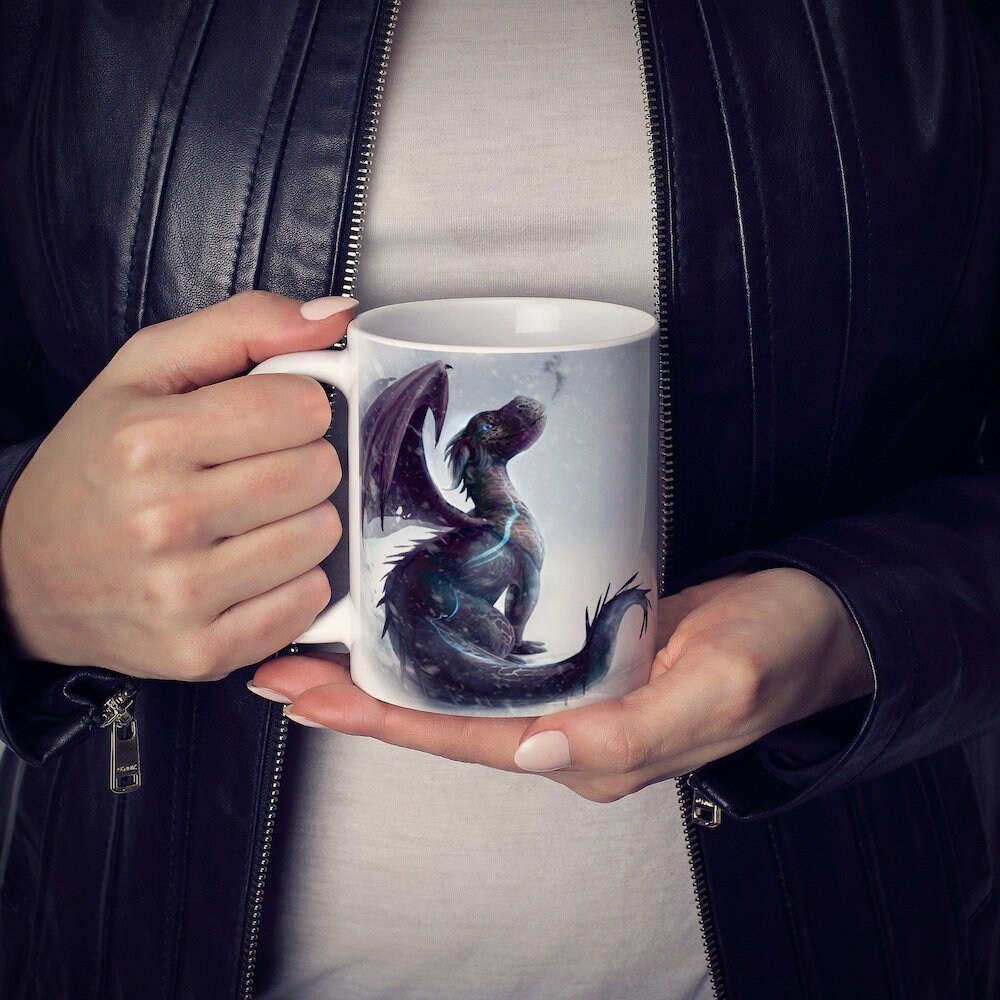 Dragon Coffee Mug, Dragon and Winter Snow Mug, Dragon Ceramic Mug ...