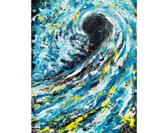 Great Ocean Wave Oil Painting Seascape Original // « Sunny wave » 13 x 9.5 » sur papier spécial pour peinture à l’huile