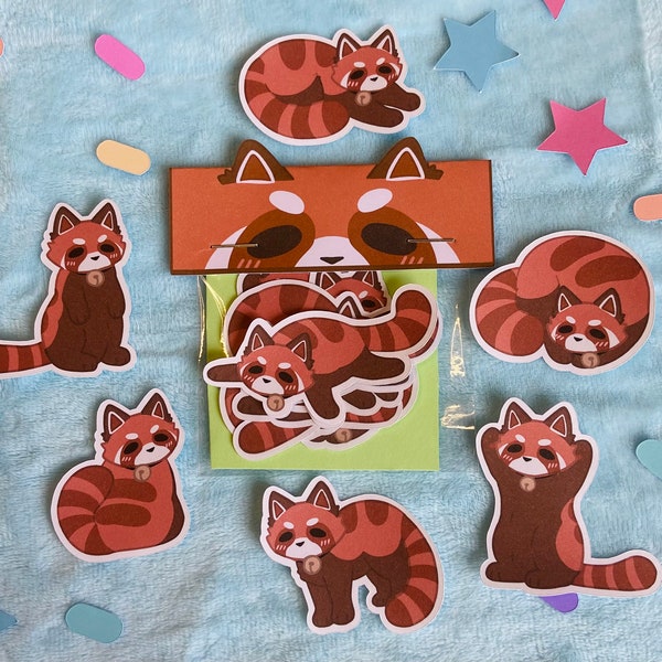 SAD RED PANDA Club Sticker-Pack | Animal Sticker | Red Panda Sticker | Journal Sticker | Gift for Animal-lover | Sticker Bundle