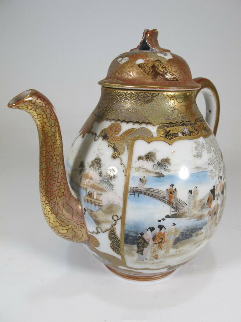 Antique Japanese Satsuma Teapot Etsy