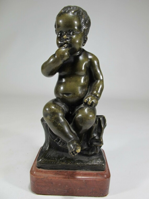 Antique European signed bronze baby sculpture AR429 Etsy