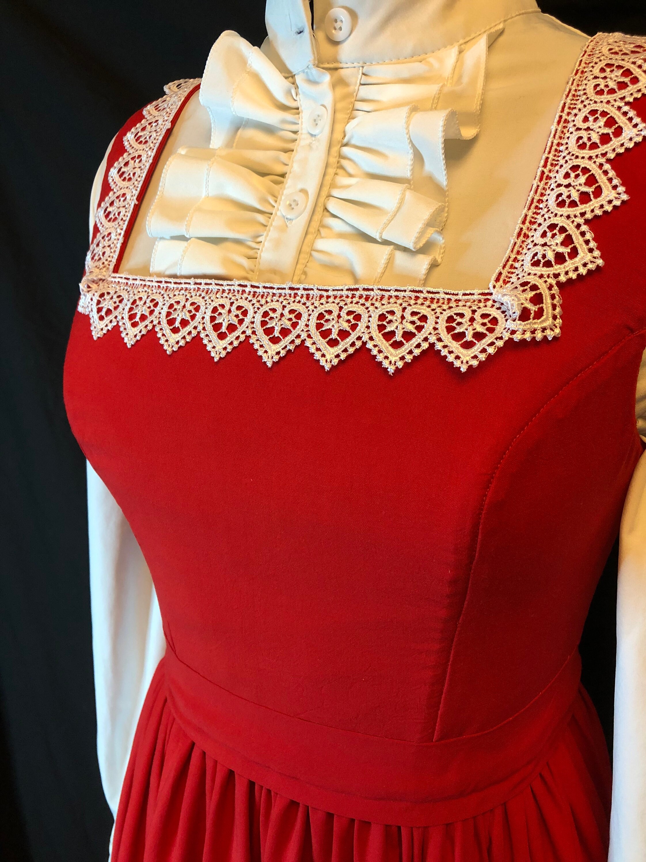 Red Cottagecore Dress size UK612 Etsy