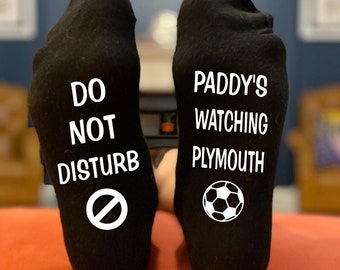 Personalised Plymouth Funny Birthday, Christmas, Father's Day Socks Gift for Footballer Supporter Fan - Do Not Disturb Watching Plymouth