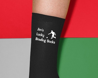 Personalisierte Lucky Bowling Socken - Wunschname oder Spitzname hinzufügen - Geburtstag, Weihnachten, Jahrestag Geschenk Bowler Geschenk