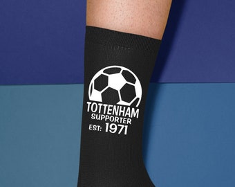 Personalisierte Tottenham Lustige Geburtstagssocken, Weihnachten, Vatertagssocken Geschenk für Fußballer Fan Fan - Personalisiert mit Geburtsjahr.