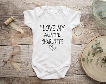 i love my auntie personalised baby grow