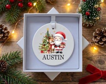 Personalised Baby’s First Christmas Bauble, Baby’s 1st Christmas Santa Decoration, Personalised New Baby Christmas Ornament, Keepsake Gift