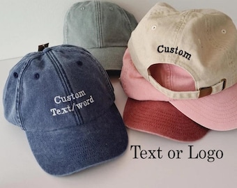 Personalised Vintage Cap | Embroidered Dad Hat with Custom Personalized Text Or Logo | One Size Unisex Snapback Gift Cap for Him and Her