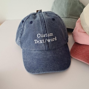 Vintage Cap Bestickter Cotton Dad Hat mit benutzerdefiniertem personalisiertem Text One Size Unisex Snapback Geschenk Cap für Sie und Ihn F2 Bild 5