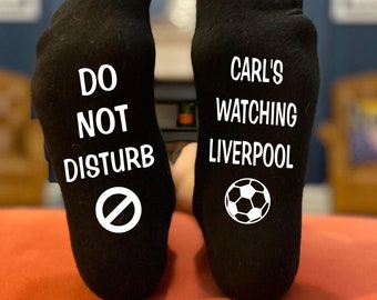 Liverpool personnalisé Drôle d’anniversaire, Noël, fête des pères Cadeau de chaussettes pour les fans de supporters de football - Ne dérangez pas en regardant Liverpool