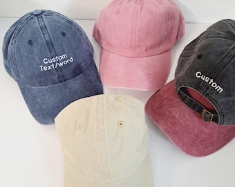 Personalised Vintage Cap | Embroidered Cotton Dad Hat with Custom Personalized Text | One Size Unisex Snapback Gift Cap for Him and Her