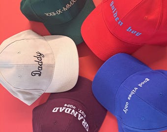 Personalised Custom Cap | Embroidered Cotton Dad Hat with Custom Personalized Text | One Size Unisex Snapback Gift Cap for Him and Her