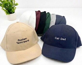 Personalised Custom Cap | Embroidered Cotton Dad Hat with Custom Personalized Text | One Size Unisex Snapback Gift Cap for Him and Her
