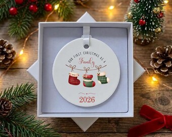 Personalised Our First Christmas Bauble, Baby's 1st Christmas Decoration, New Family Christmas Ornament, Keepsake Gift