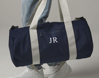 Personalised Duffle Bag, Sports Kit Bag, Travel Weekender Bag. Custom Colour and Embroidery. Embroidered Initials on travel case.