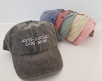 Casquette antisociale pour maman chien et maman, Bonnet en coton brodé, Cadeau pour la fête des Mères, Casquette cadeau unisexe taille unique, Promeneur de chien, Promenade de chien, Propriétaire d'amant de chien