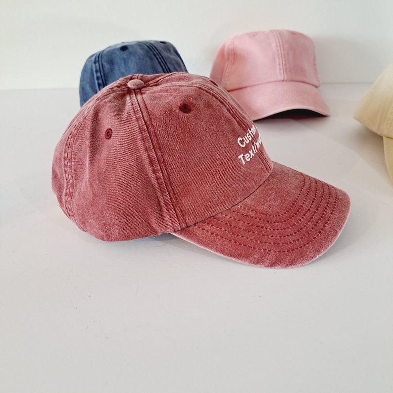 Vintage Cap Bestickter Cotton Dad Hat mit benutzerdefiniertem personalisiertem Text One Size Unisex Snapback Geschenk Cap für Sie und Ihn Bild 2