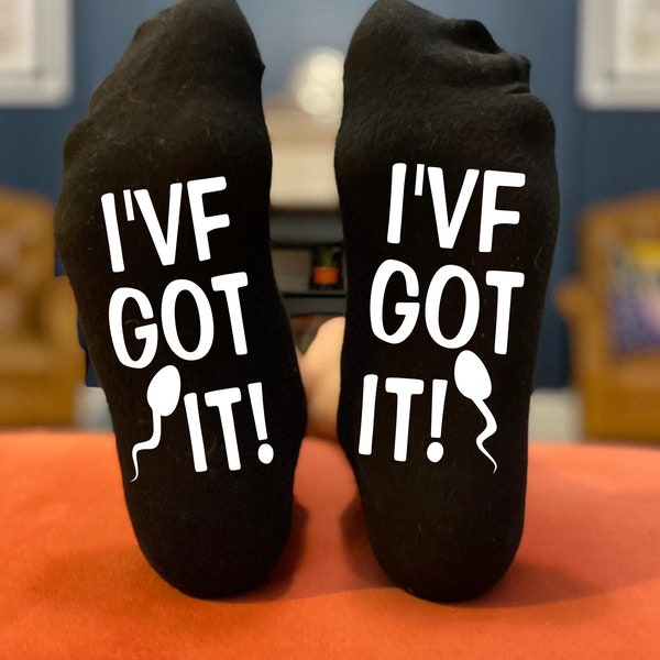 IVF - I'VF Got It! Men's Socks - Lucky IVF socks - Infertility Gift for Husband, Partner Next stage on the fertility journey Transfer Socks