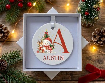 Personalised First Christmas Bauble, Child's 1st Christmas Snowman Decoration, Personalised New Baby Christmas Ornament, Keepsake Gift