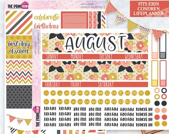 August Monthly Planner Kit Month Calendar Stickers for use with ERIN CONDREN LIFEPLANNER\u2122 Calendar Sunflower Summer